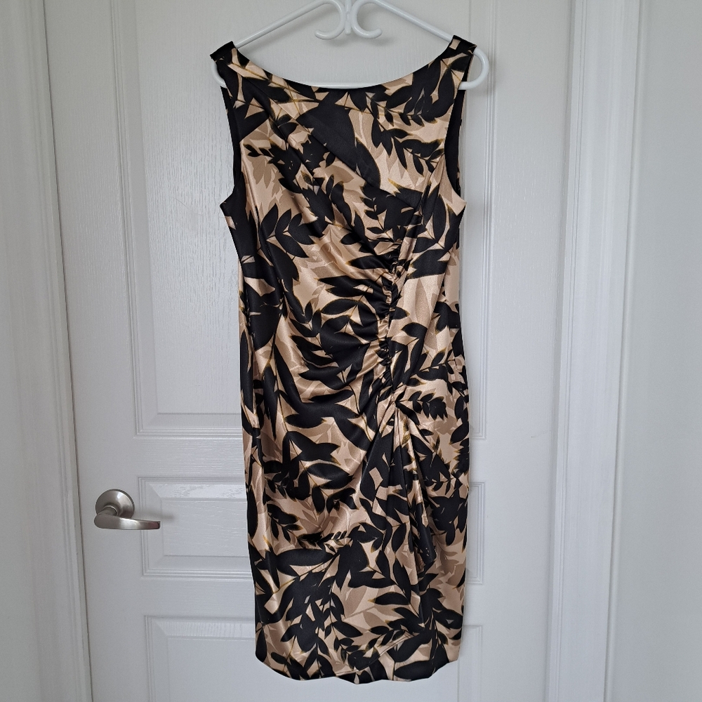 MAGGY LONDON (MELANIE LYNE) Gold and Black Elegant Cocktail Dress Size 12